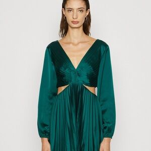 Abercrombie & Fitch Emerald Green Long Sleeve Cutout Dress